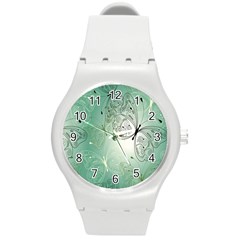 Glass Splashback Abstract Pattern Butterfly Round Plastic Sport Watch (m)