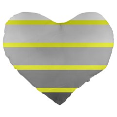 Molly Gender Line Flag Yellow Grey Large 19  Premium Flano Heart Shape Cushions by Mariart