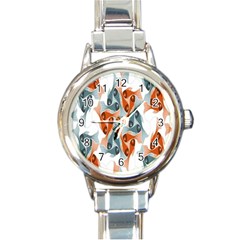 Make Tessellation Fish Tessellation Blue White Round Italian Charm Watch by Mariart