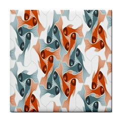 Make Tessellation Fish Tessellation Blue White Tile Coasters by Mariart