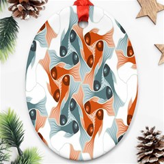 Make Tessellation Fish Tessellation Blue White Ornament (oval) by Mariart