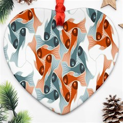 Make Tessellation Fish Tessellation Blue White Ornament (heart)