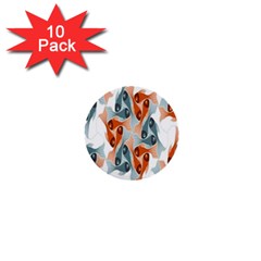 Make Tessellation Fish Tessellation Blue White 1  Mini Buttons (10 Pack) 