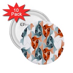 Make Tessellation Fish Tessellation Blue White 2 25  Buttons (10 Pack)  by Mariart