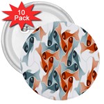 Make Tessellation Fish Tessellation Blue White 3  Buttons (10 pack)  Front