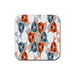 Make Tessellation Fish Tessellation Blue White Rubber Coaster (square)  by Mariart