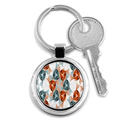 Make Tessellation Fish Tessellation Blue White Key Chains (round) 