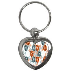 Make Tessellation Fish Tessellation Blue White Key Chains (heart)  by Mariart