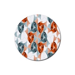 Make Tessellation Fish Tessellation Blue White Rubber Coaster (round) 