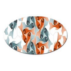 Make Tessellation Fish Tessellation Blue White Oval Magnet by Mariart