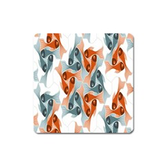 Make Tessellation Fish Tessellation Blue White Square Magnet by Mariart