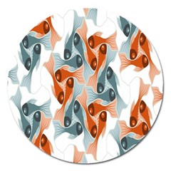 Make Tessellation Fish Tessellation Blue White Magnet 5  (round)