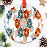 Make Tessellation Fish Tessellation Blue White Round Ornament (Two Sides) Front