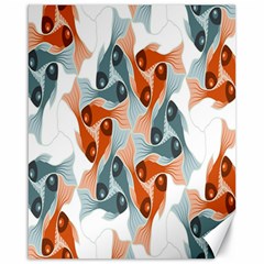 Make Tessellation Fish Tessellation Blue White Canvas 16  X 20  