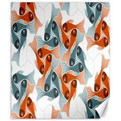 Make Tessellation Fish Tessellation Blue White Canvas 20  X 24  