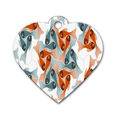 Make Tessellation Fish Tessellation Blue White Dog Tag Heart (two Sides) by Mariart