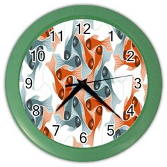 Make Tessellation Fish Tessellation Blue White Color Wall Clocks by Mariart