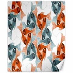 Make Tessellation Fish Tessellation Blue White Canvas 11  X 14  