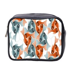 Make Tessellation Fish Tessellation Blue White Mini Toiletries Bag 2-side by Mariart