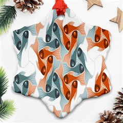 Make Tessellation Fish Tessellation Blue White Snowflake Ornament (two Sides) by Mariart