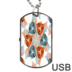 Make Tessellation Fish Tessellation Blue White Dog Tag Usb Flash (two Sides) by Mariart