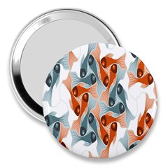 Make Tessellation Fish Tessellation Blue White 3  Handbag Mirrors