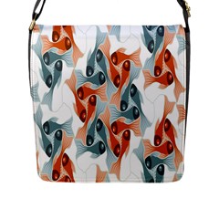 Make Tessellation Fish Tessellation Blue White Flap Messenger Bag (l)  by Mariart