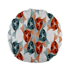 Make Tessellation Fish Tessellation Blue White Standard 15  Premium Flano Round Cushions