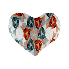 Make Tessellation Fish Tessellation Blue White Standard 16  Premium Flano Heart Shape Cushions by Mariart