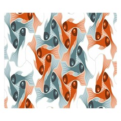 Make Tessellation Fish Tessellation Blue White Double Sided Flano Blanket (small) 