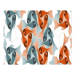 Make Tessellation Fish Tessellation Blue White Double Sided Flano Blanket (large)  by Mariart