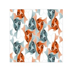 Make Tessellation Fish Tessellation Blue White Small Satin Scarf (square) by Mariart