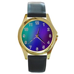 Galaxy Blue Purple Round Gold Metal Watch