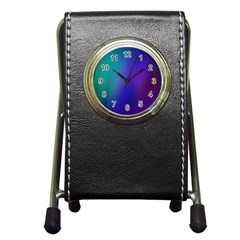 Galaxy Blue Purple Pen Holder Desk Clocks by Mariart