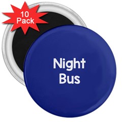 Night Bus New Blue 3  Magnets (10 Pack)  by Mariart