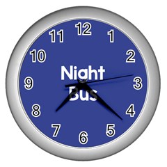 Night Bus New Blue Wall Clocks (silver)  by Mariart