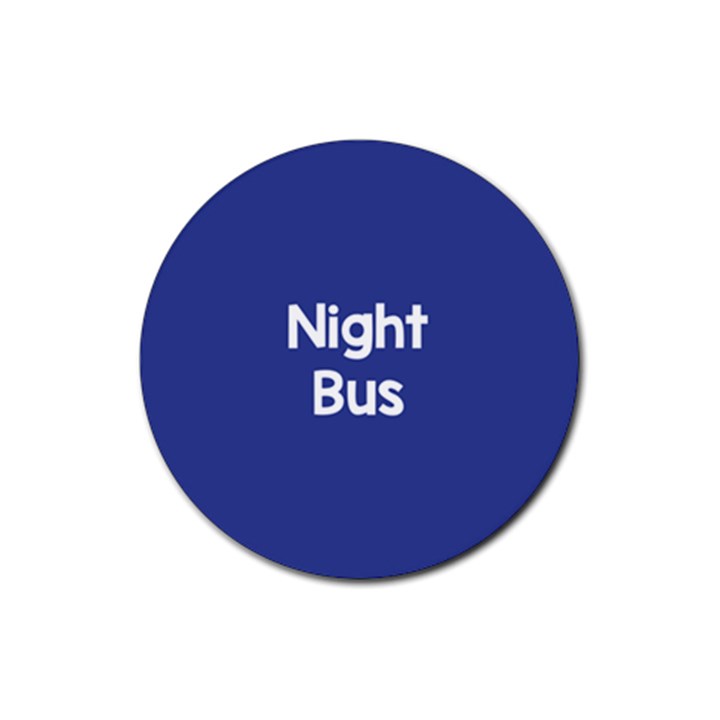 Night Bus New Blue Rubber Round Coaster (4 pack) 