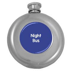 Night Bus New Blue Round Hip Flask (5 Oz) by Mariart