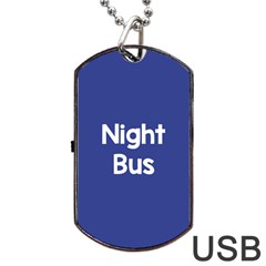 Night Bus New Blue Dog Tag Usb Flash (one Side)