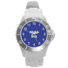 Night Bus New Blue Round Plastic Sport Watch (l) by Mariart