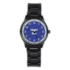 Night Bus New Blue Stainless Steel Round Watch by Mariart