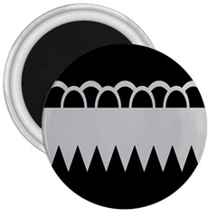 Noir Gender Flags Wave Waves Chevron Circle Black Grey 3  Magnets