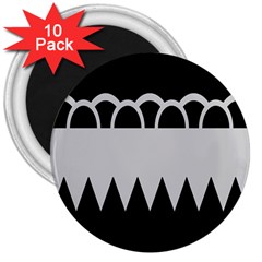 Noir Gender Flags Wave Waves Chevron Circle Black Grey 3  Magnets (10 Pack) 