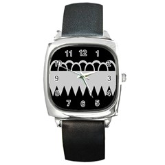 Noir Gender Flags Wave Waves Chevron Circle Black Grey Square Metal Watch by Mariart