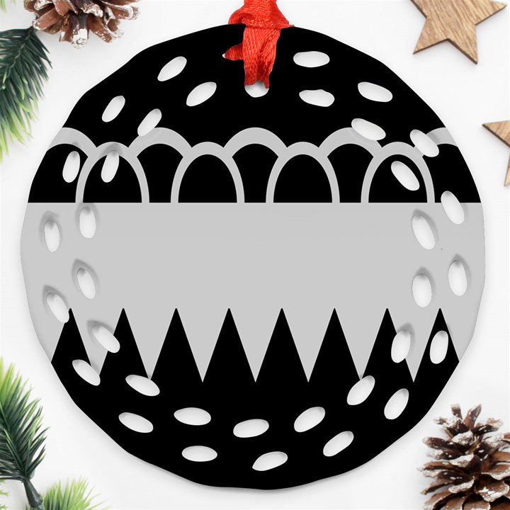 Noir Gender Flags Wave Waves Chevron Circle Black Grey Round Filigree Ornament (Two Sides)