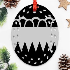 Noir Gender Flags Wave Waves Chevron Circle Black Grey Ornament (oval Filigree) by Mariart