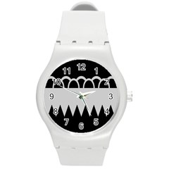 Noir Gender Flags Wave Waves Chevron Circle Black Grey Round Plastic Sport Watch (m) by Mariart