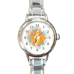 Musical Notes Round Italian Charm Watch by Mariart