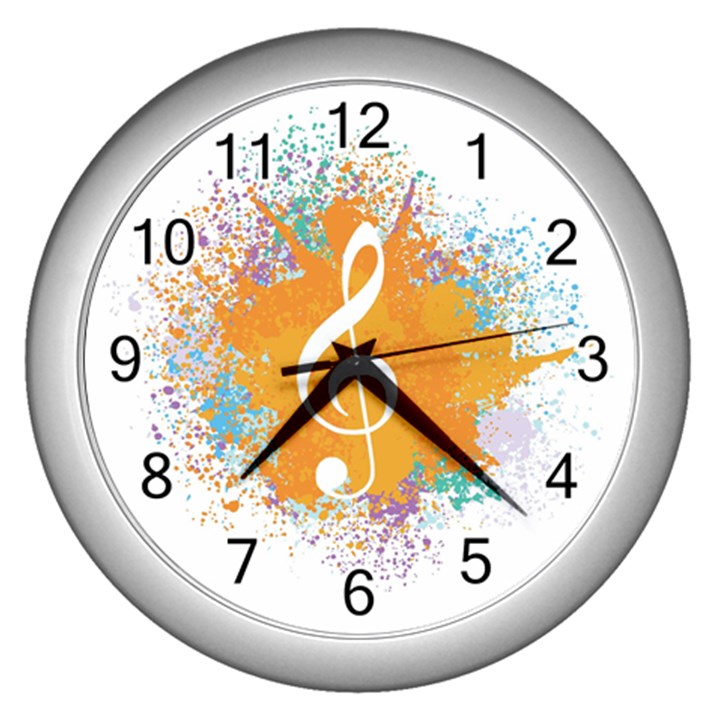 Musical Notes Wall Clocks (Silver) 