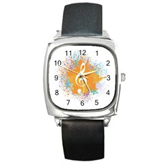 Musical Notes Square Metal Watch by Mariart